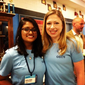 Rajika Jindani and Chelsea Clinton