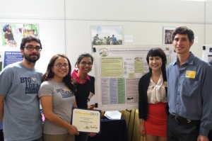 Science Shop team members pose with their first place award certificate from BigIdeas@Berkeley. The team won $7,500 in the 2012-2013 Improving Student Life category. 