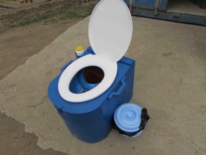Blue Box: Sanivation installs in-home toilets, called the Blue Box, which have a dry urine diverting system. The waste from the toilets is collected every two weeks