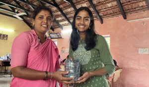 “Bhat with a community health worker she interviewed in Karnataka. (Samhita Bhat photo)”